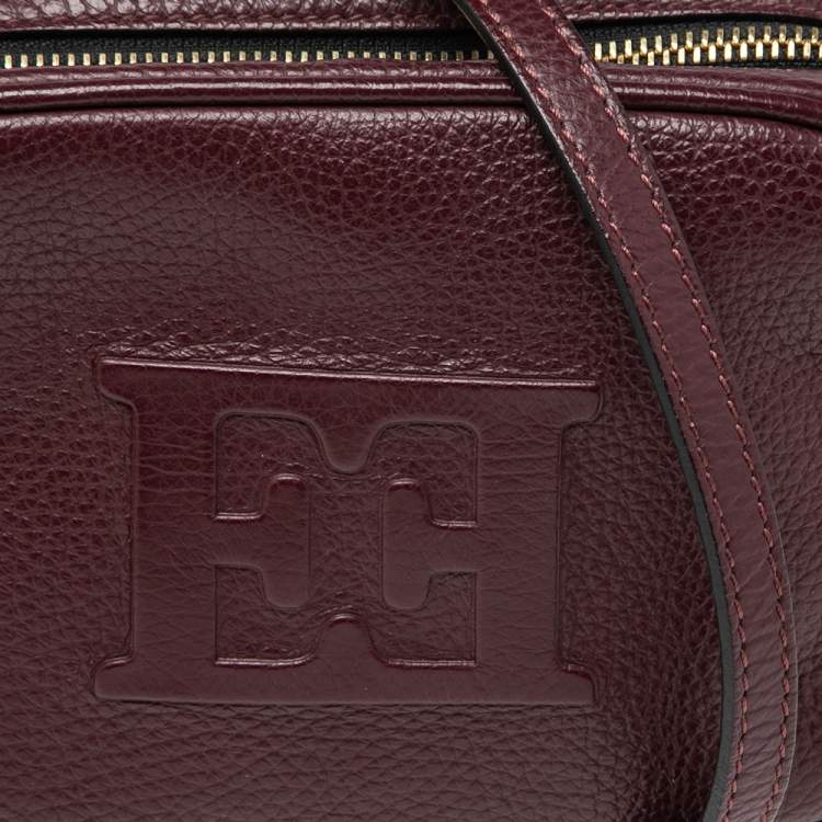 Pre Owned Escada Burgundy Grained Leather Camera Bag