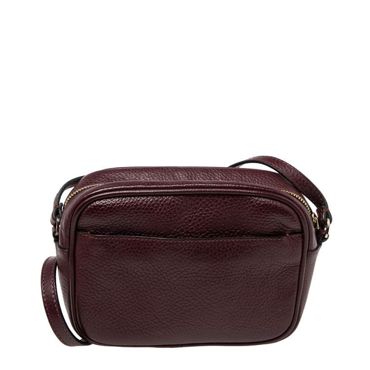 Pre Owned Escada Burgundy Grained Leather Camera Bag