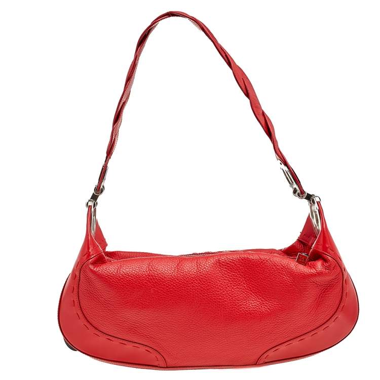 Pre Owned Escada Red Leather Eluna Shoulder Bag