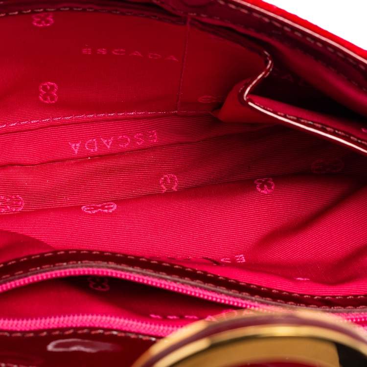 Pre Owned Escada Burgundy Velvet and Patent Leather Shoulder Bag