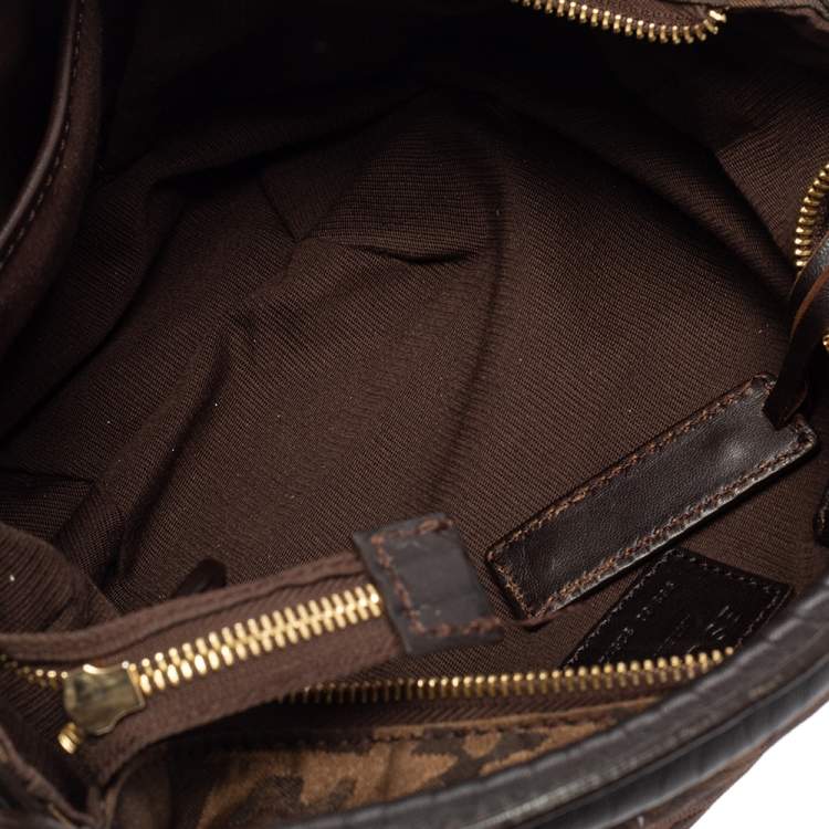 Pre Owned Escada Brown Monogram Canvas And Leather Hobo