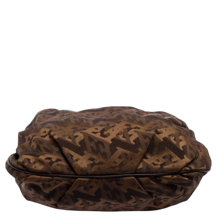 Pre Owned Escada Brown Monogram Canvas And Leather Hobo