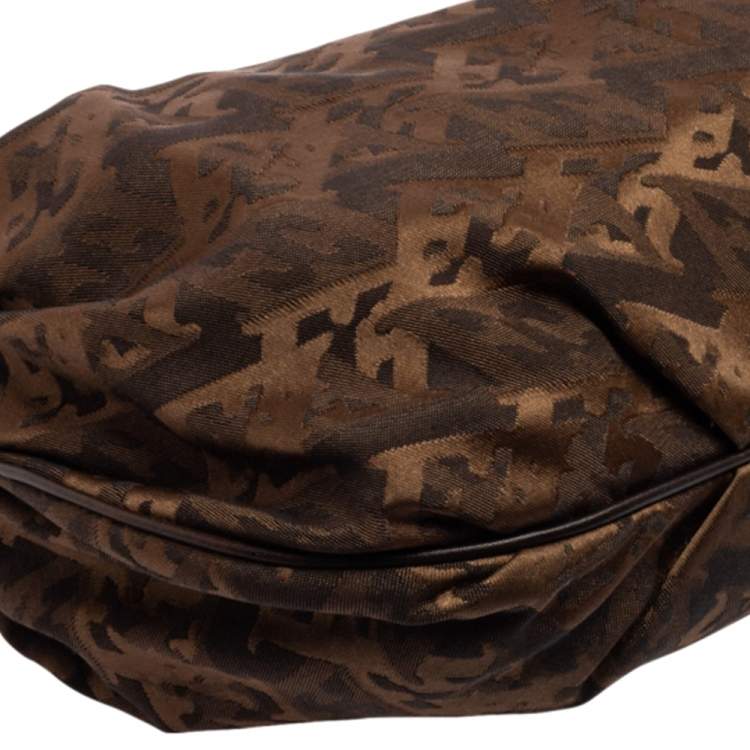Pre Owned Escada Brown Monogram Canvas And Leather Hobo