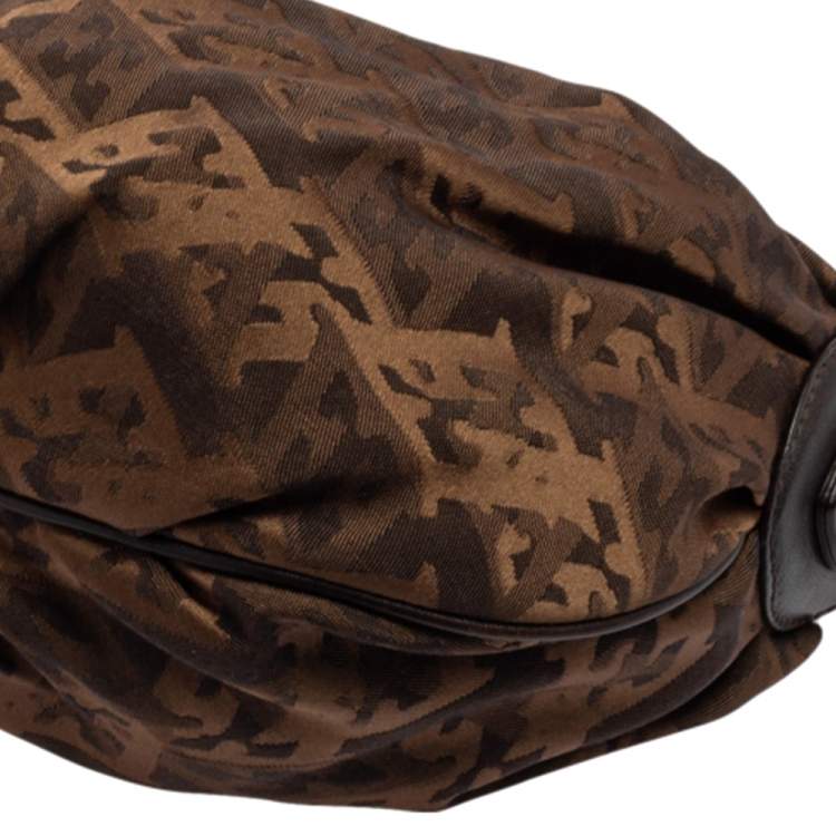 Pre Owned Escada Brown Monogram Canvas And Leather Hobo