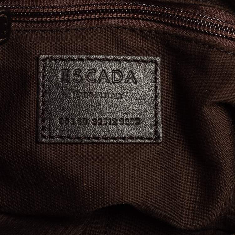 Pre Owned Escada Brown Monogram Canvas And Leather Hobo