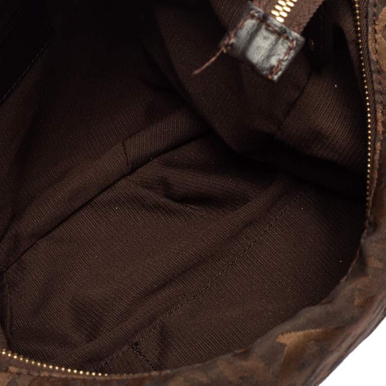 Pre Owned Escada Brown Monogram Canvas And Leather Hobo