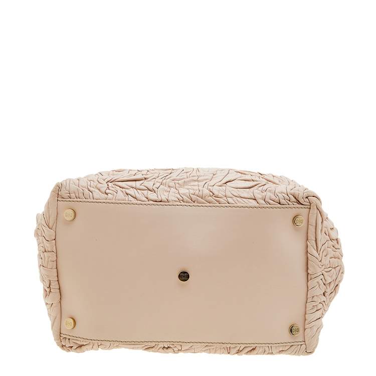 Pre Owned Escada Powder Pink Pleated Leather Satchel