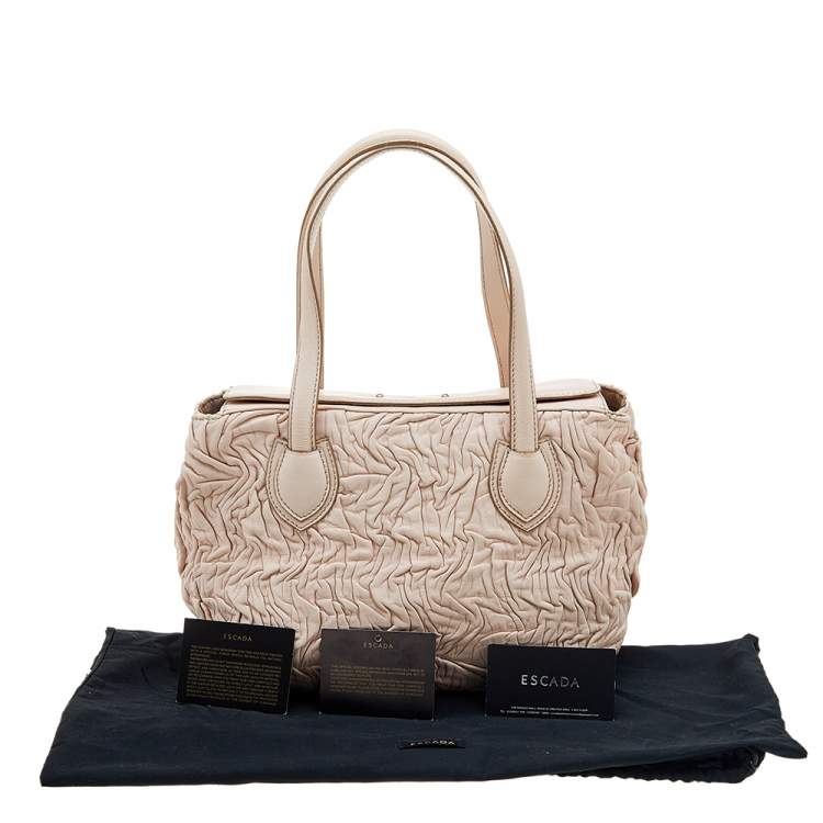 Pre Owned Escada Powder Pink Pleated Leather Satchel