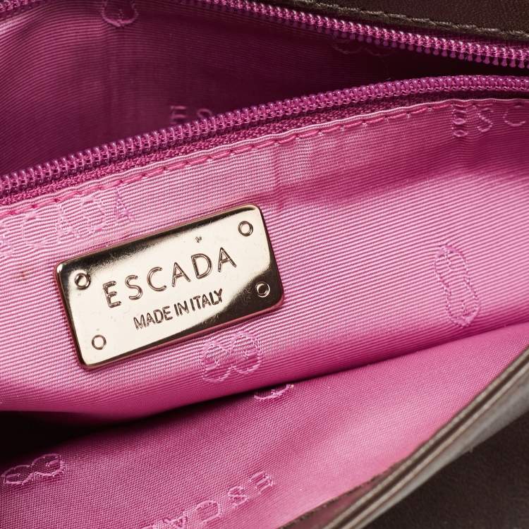 Pre Owned Escada Brown Karung and Leather Shoulder Bag
