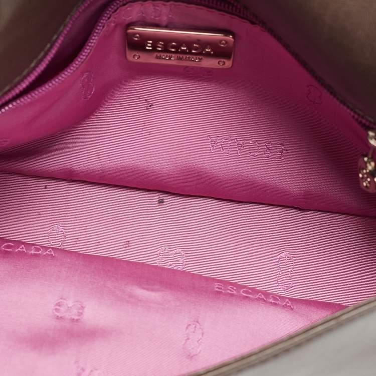 Pre Owned Escada Brown Karung and Leather Shoulder Bag
