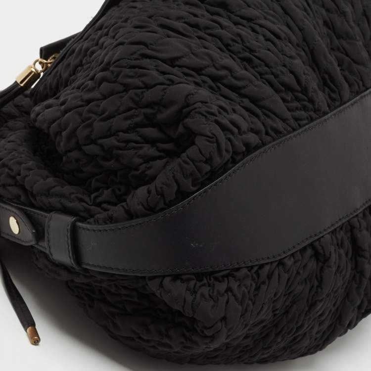 Pre Owned Escada Black Fabric and Leather Tassel Tote