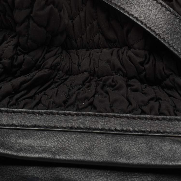 Pre Owned Escada Black Fabric and Leather Tassel Tote