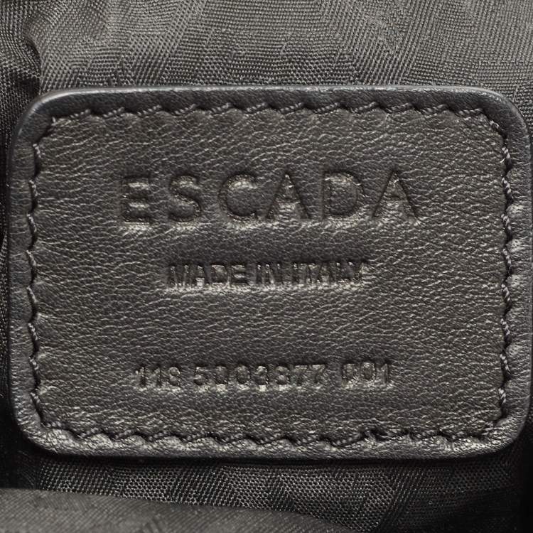 Pre Owned Escada Black Fabric and Leather Tassel Tote