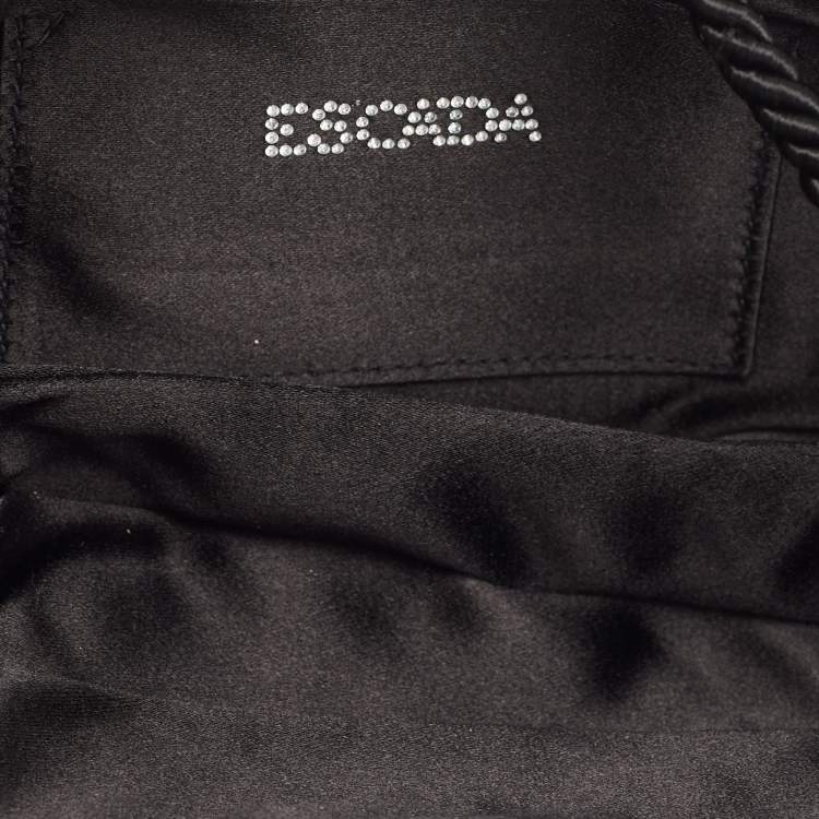 Pre Owned Escada Black Satin Crystals Embellished Clutch Bag
