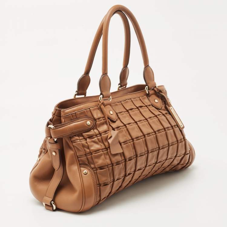 Pre Owned Escada Brown Woven Leather Horizontal Margaretha Tote 