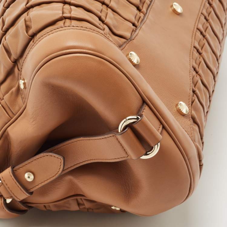 Pre Owned Escada Brown Woven Leather Horizontal Margaretha Tote 