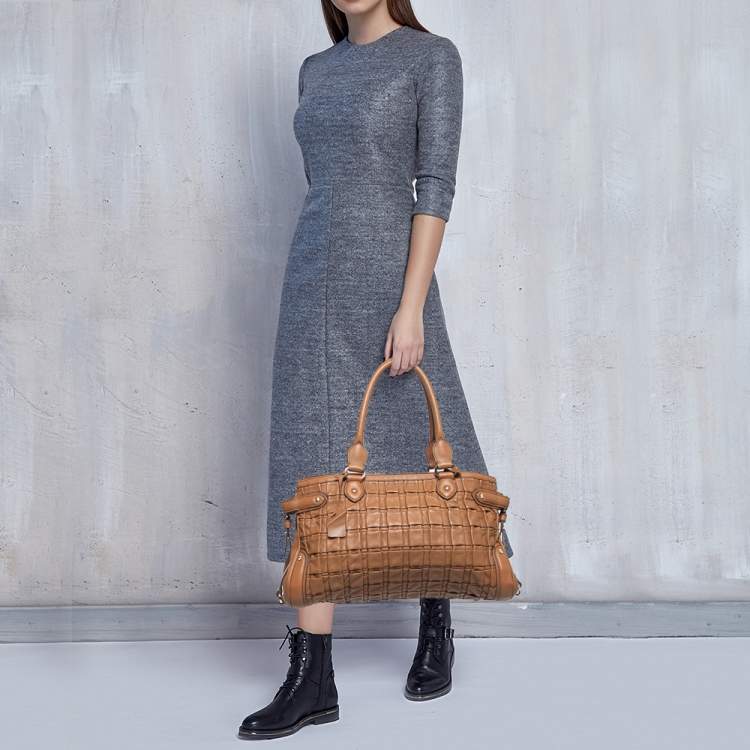 Pre Owned Escada Brown Woven Leather Horizontal Margaretha Tote 