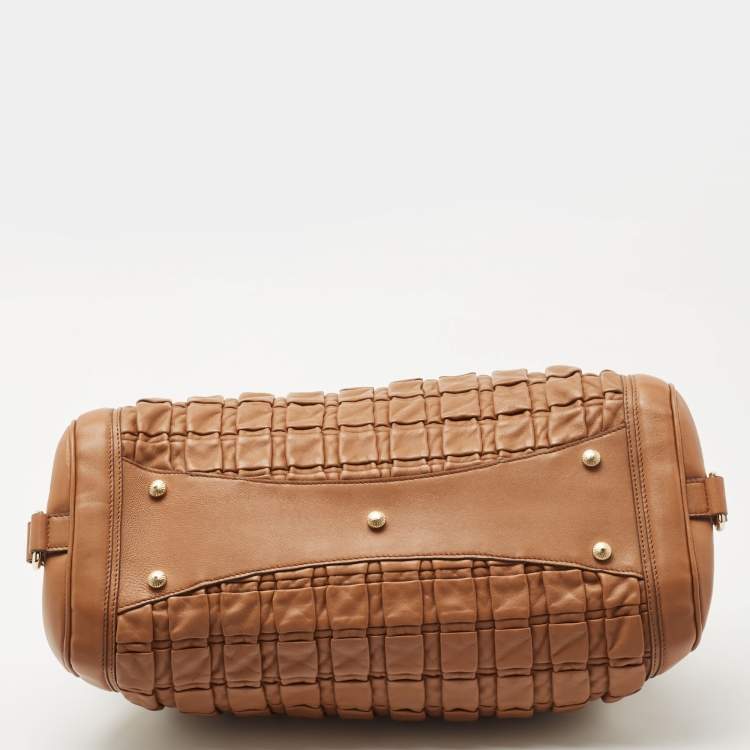 Pre Owned Escada Brown Woven Leather Horizontal Margaretha Tote 