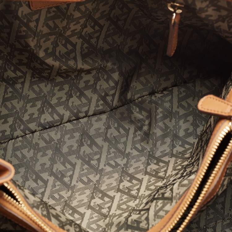 Pre Owned Escada Brown Woven Leather Horizontal Margaretha Tote 