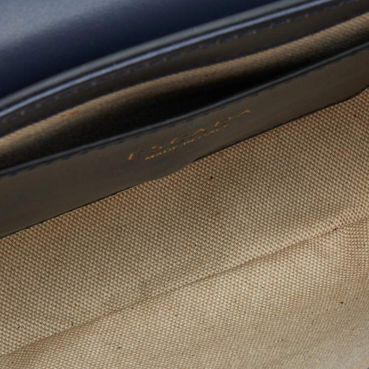 Pre Owned Escada Blue Leather Flap Crossbody Bag