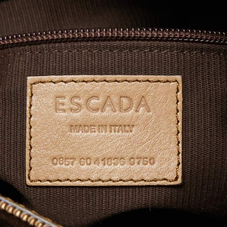 Pre Owned Escada Beige Leather Double Front Pocket Shoulder Bag