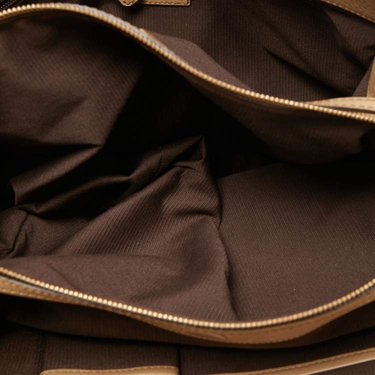 Pre Owned Escada Beige Leather Double Front Pocket Shoulder Bag