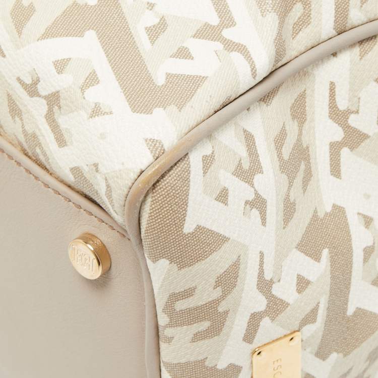 Pre Owned Escada Grey/Multicolor Printed Coated Canvas and Leather Bowler Bag  