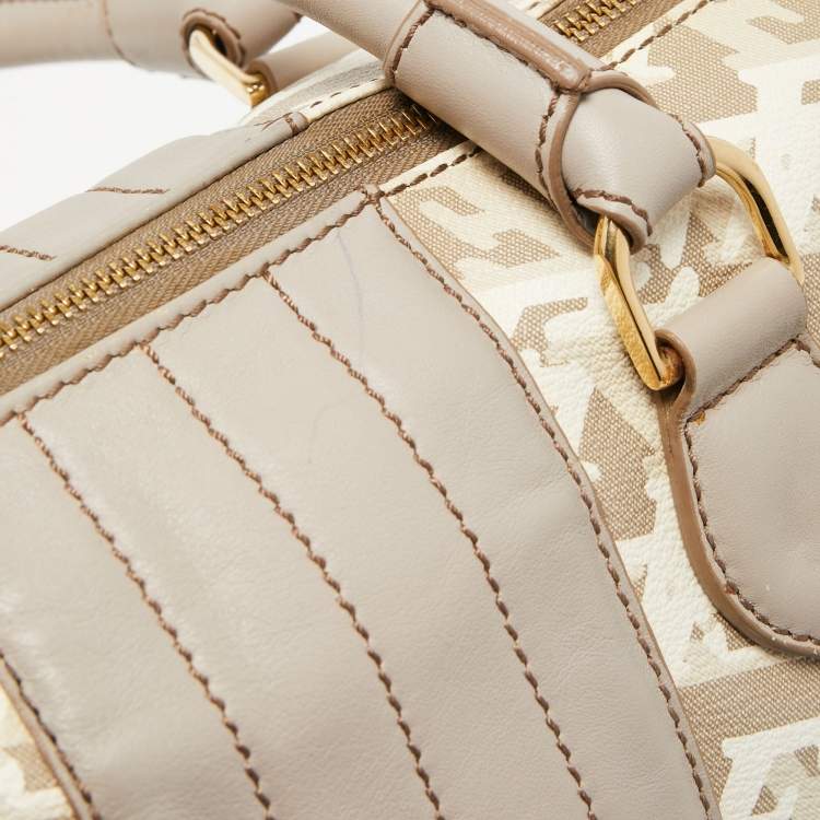 Pre Owned Escada Grey/Multicolor Printed Coated Canvas and Leather Bowler Bag  