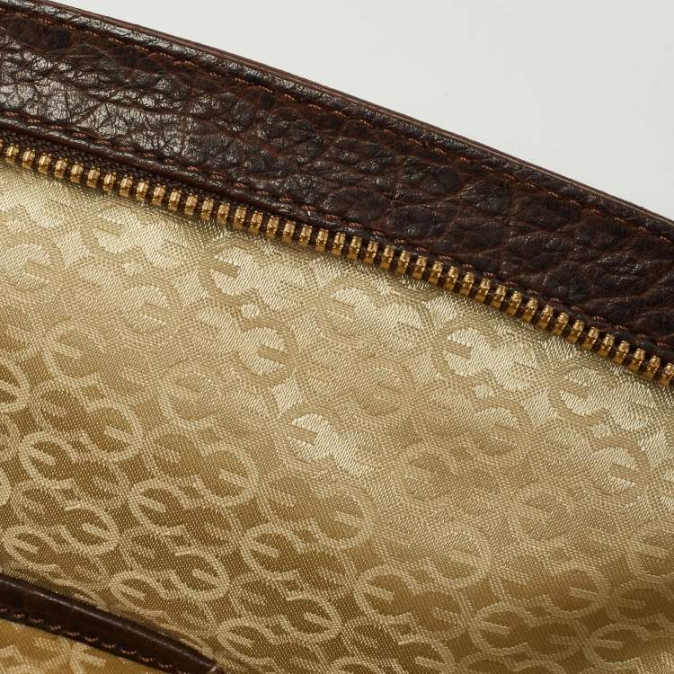 Pre Owned Escada Brown Croc Embossed Leather Satchel