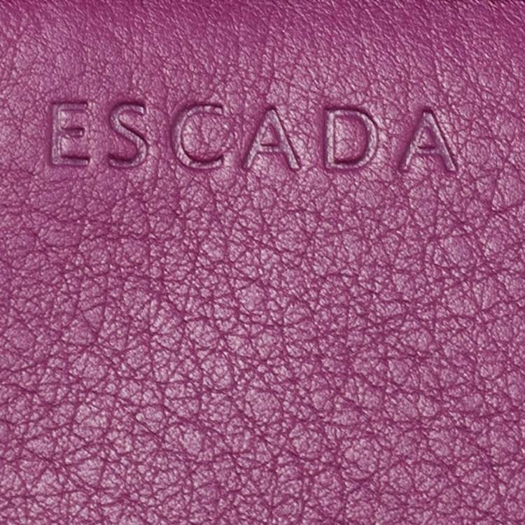 Pre Owned Escada Purple Leather Buckle Flap Clutch