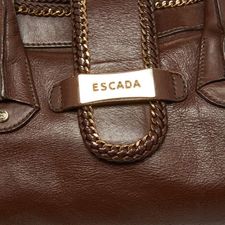 Pre Owned Escada Brown Leather Chain Satchel