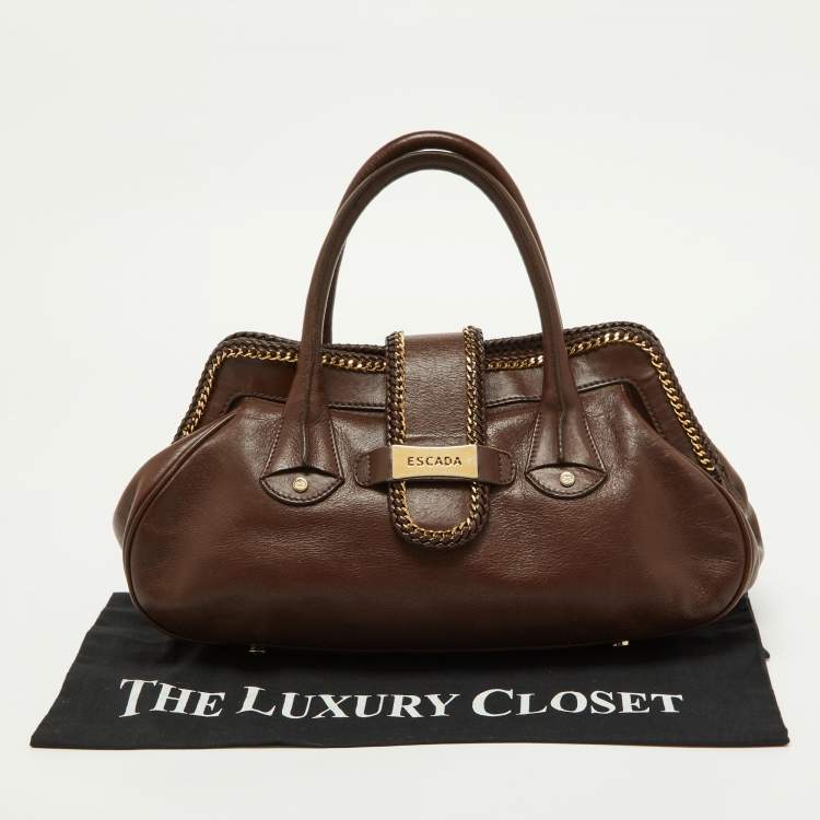 Pre Owned Escada Brown Leather Chain Satchel