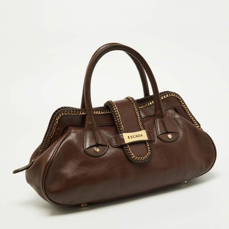 Pre Owned Escada Brown Leather Chain Satchel