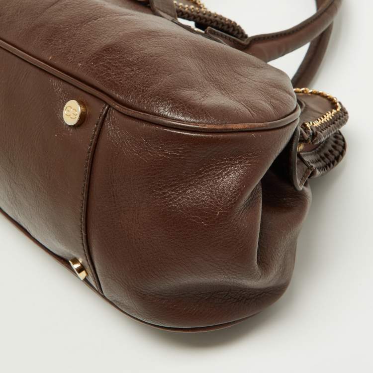 Pre Owned Escada Brown Leather Chain Satchel