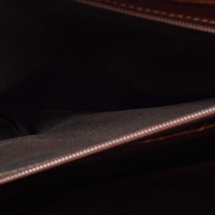 Pre Owned Escada Brown Croc Embossed Leather Tote