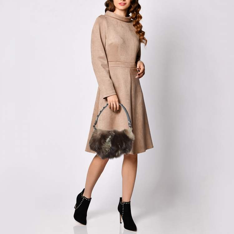 Pre Owned Escada Brown/Black Fur and Leather Shoulder Bag