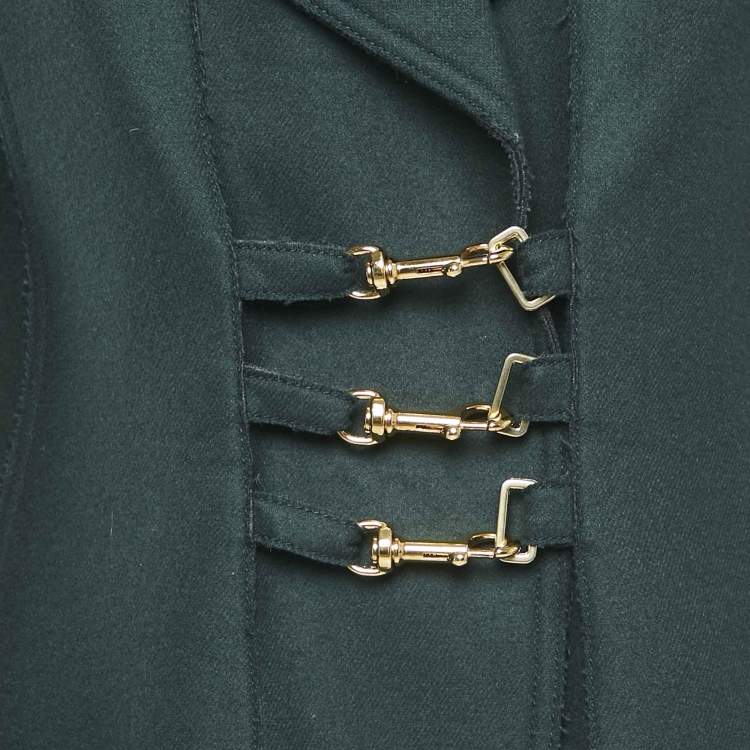 Pre Owned Esteban Cortazar Green Felt Mid-Length Coat M