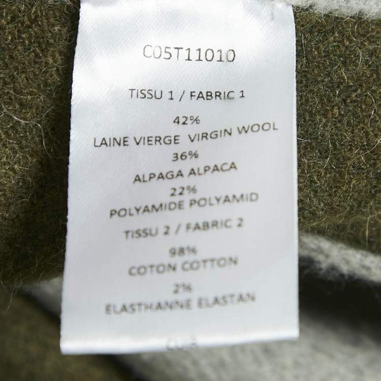 Pre Owned Esteban Cortazar Grey/Black Wool and Leather Belted Mid-Length Coat S