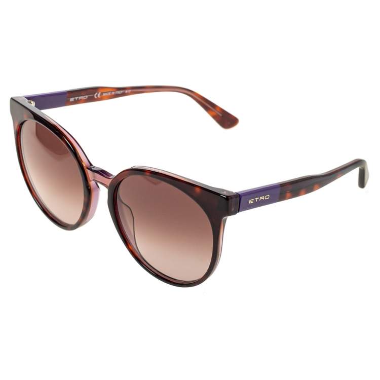 Pre Owned Etro Purple Havana Gradient ET660S Cat Eye Sunglasses