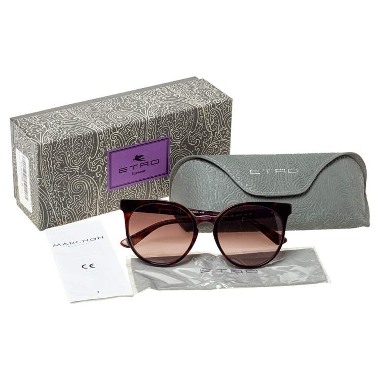 Pre Owned Etro Purple Havana Gradient ET660S Cat Eye Sunglasses