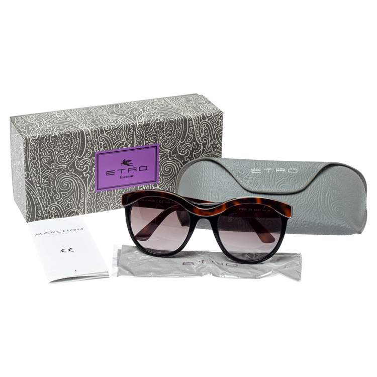 Pre Owned Etro Havana/Black Gradient ET652S Cat Eye Sunglasses