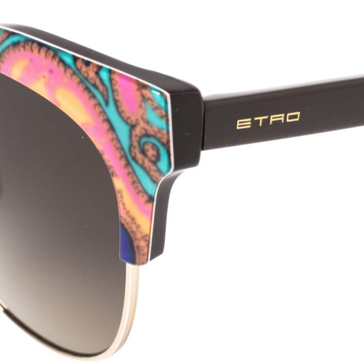 Pre Owned Etro Brown/Orange Paisley Gradient ET108S Cat Eye Sunglasses
