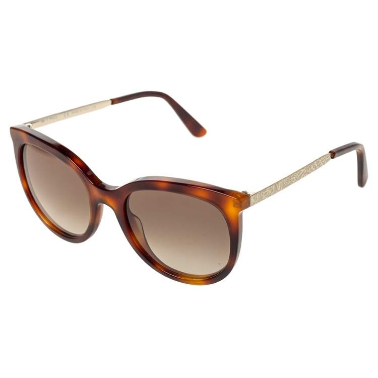 Pre Owned Etro Gold/Havana Gradient ET656S Cat Eye Sunglasses