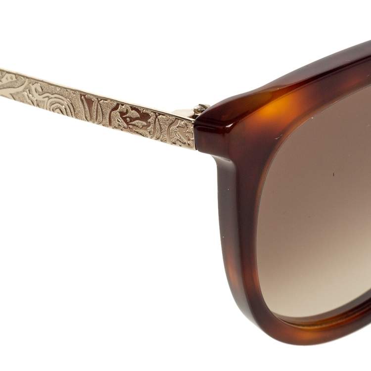 Pre Owned Etro Gold/Havana Gradient ET656S Cat Eye Sunglasses