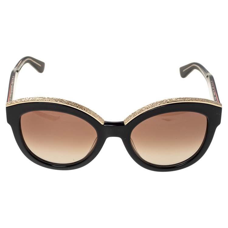 Pre Owned Etro Black/Gold Gradient ET604S Cat Eye Sunglasses