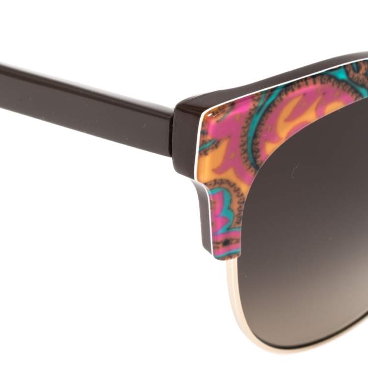 Pre Owned Etro Brown/Orange Paisley Gradient ET108S Cat Eye Sunglasses