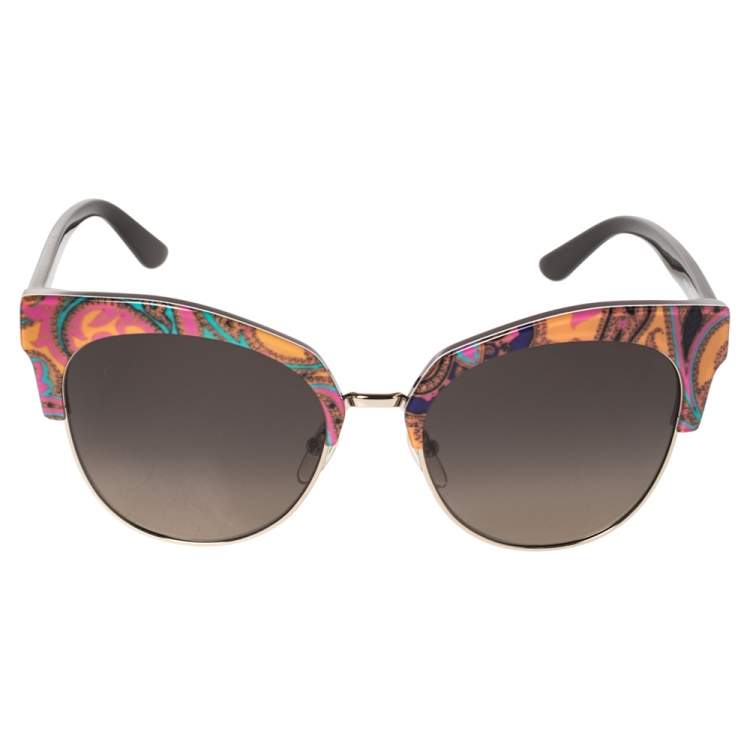Pre Owned Etro Brown/Orange Paisley Gradient ET108S Cat Eye Sunglasses
