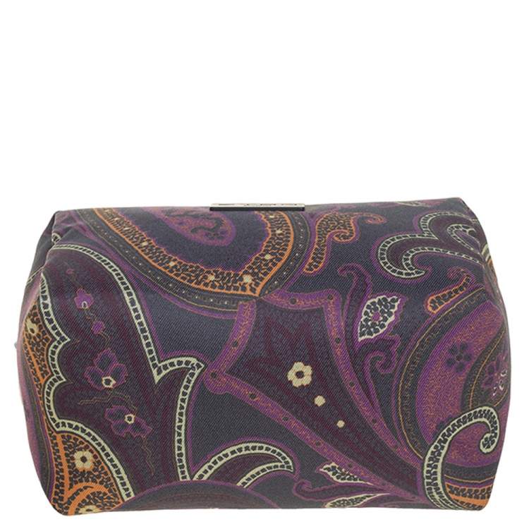 Pre Owned Etro Multicolor Paisley Fabric Makeup Case