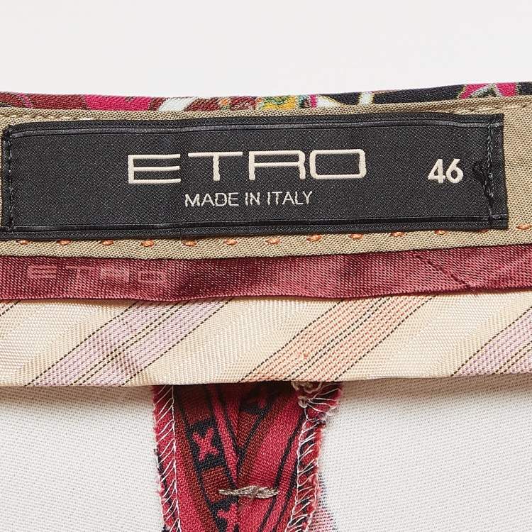 Pre Owned Etro Multicolor Printed Crepe Trousers L