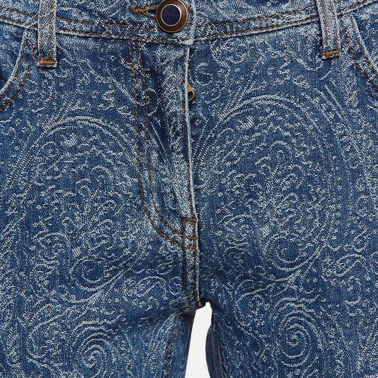 مملوكة مسبقًا Etro Blue Paisley Pattern Denim Skinny Jeans L Waist 31"